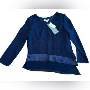 Women’s Coldwater Creek Navy Blouse V-Neck NWT Size 10